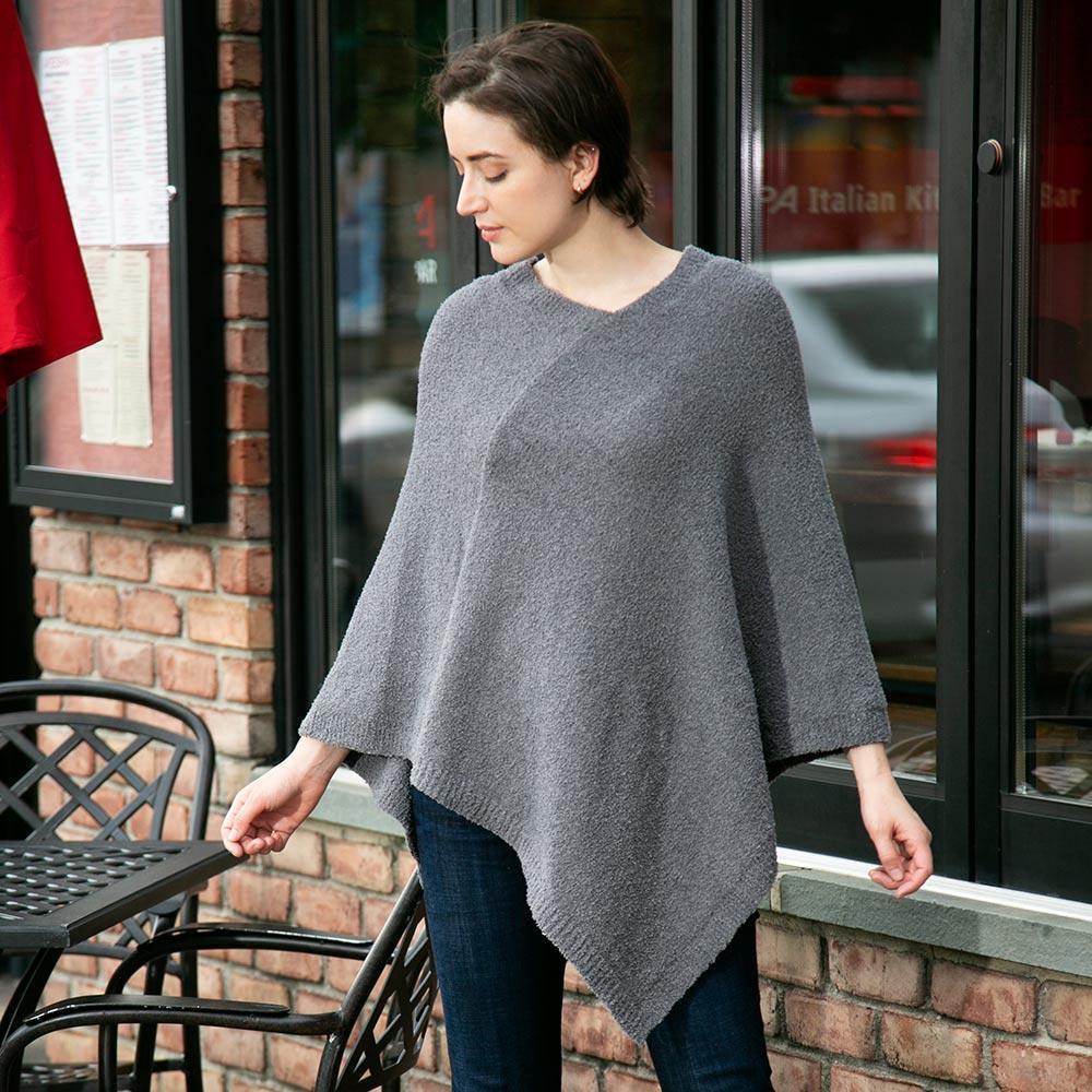 Gray Soft Solid Poncho - Jewelry Store by Erik Rayo