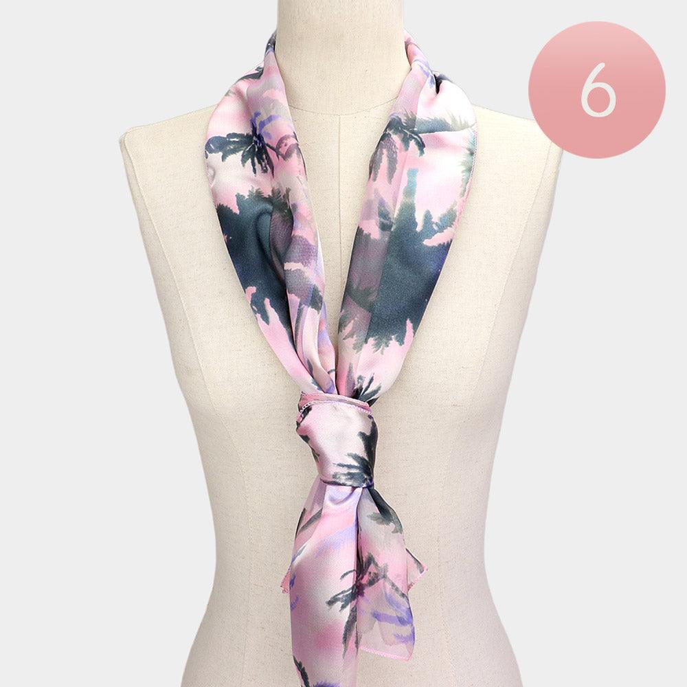 Pink 6PCS - Palm Island Satin Oblong Scarf