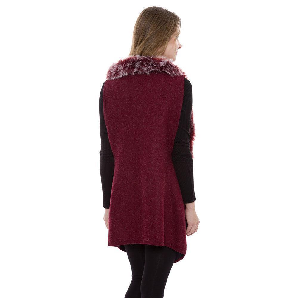 Navy Solid Color Faux Fur Trim Detail Vest - Jewelry Store by Erik Rayo