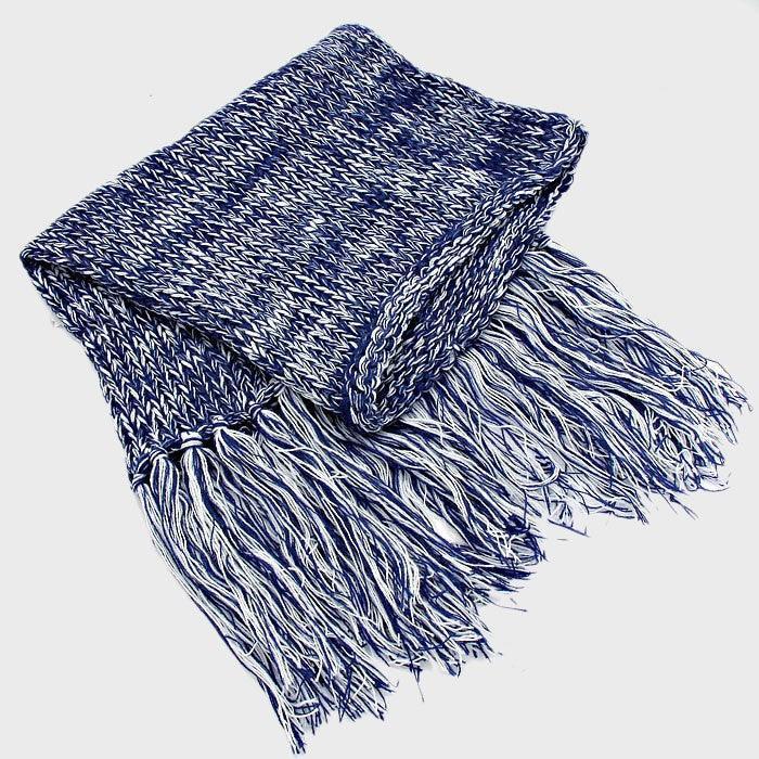 White Fringe Drop Two Tone Knit Snood Scarf - Jewelry Store by Erik Rayo