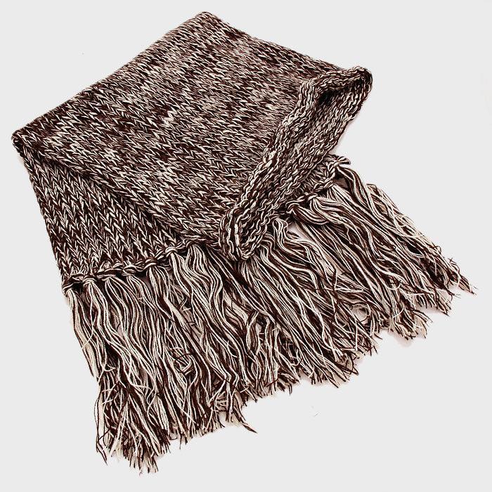 White Fringe Drop Two Tone Knit Snood Scarf - Jewelry Store by Erik Rayo