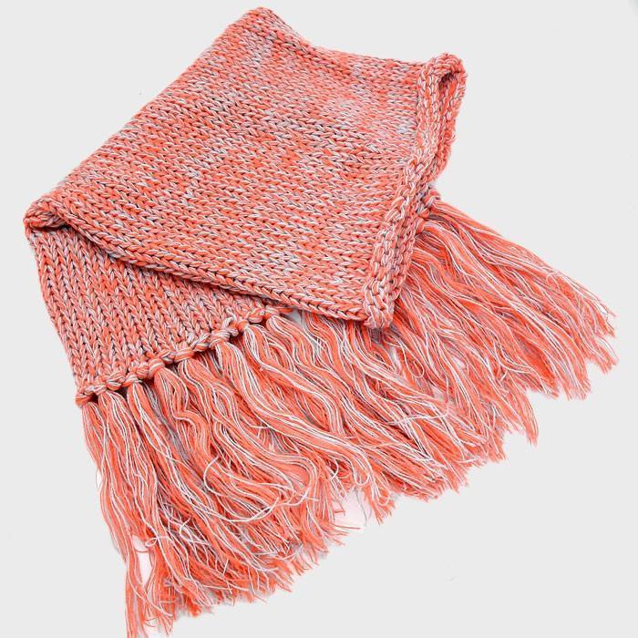 Peach Fringe Drop Two Tone Knit Snood Scarf - Jewelry Store by Erik Rayo