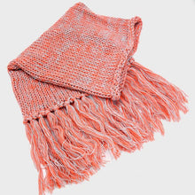 Load image into Gallery viewer, Peach Fringe Drop Two Tone Knit Snood Scarf
