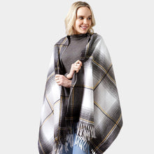 Load image into Gallery viewer, Black Plaid Check Printed Scarf
