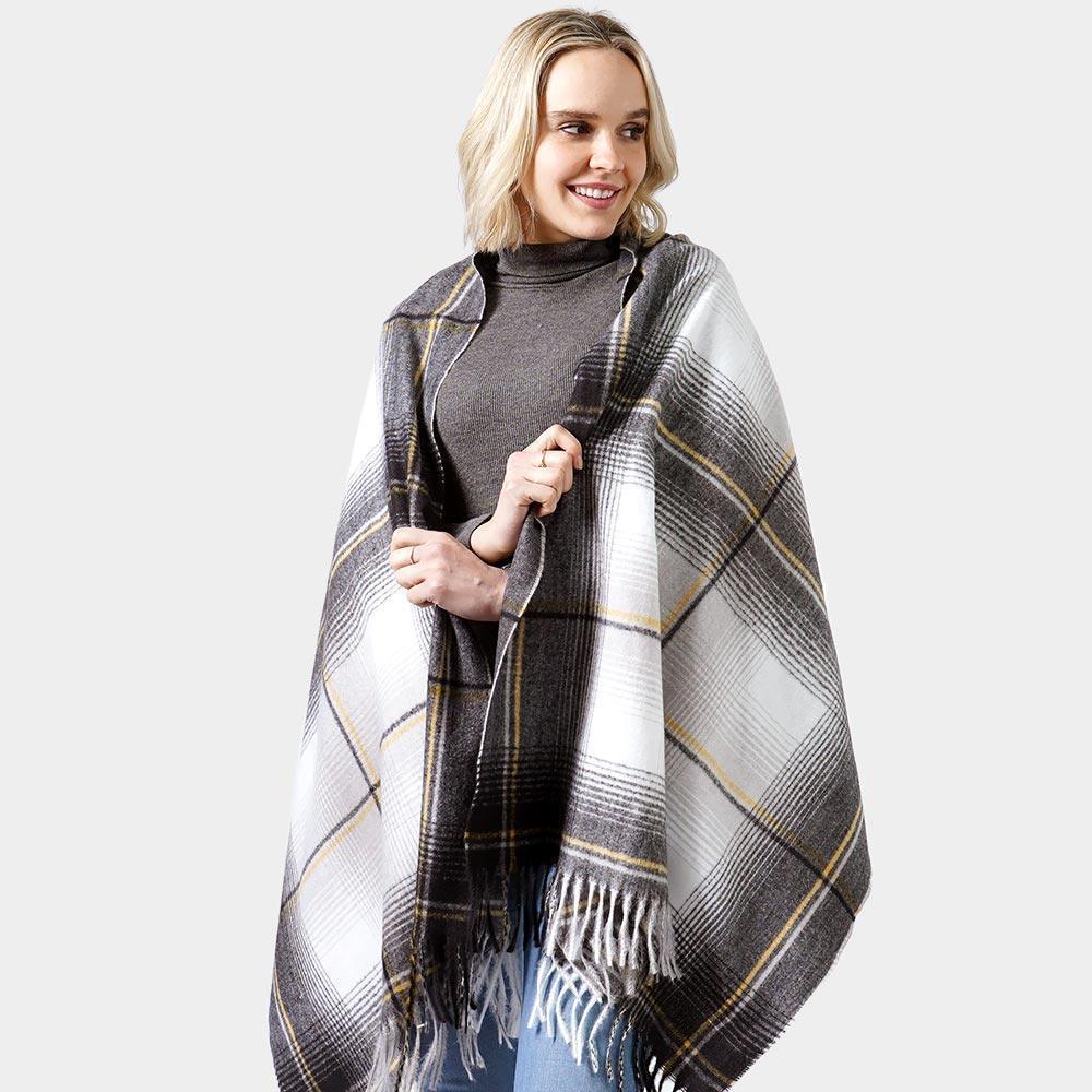 Black Plaid Check Printed Scarf