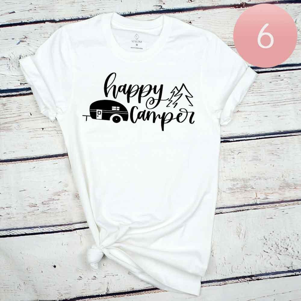 White 6PCS - Assorted Size happy camper Graphic T-shirts