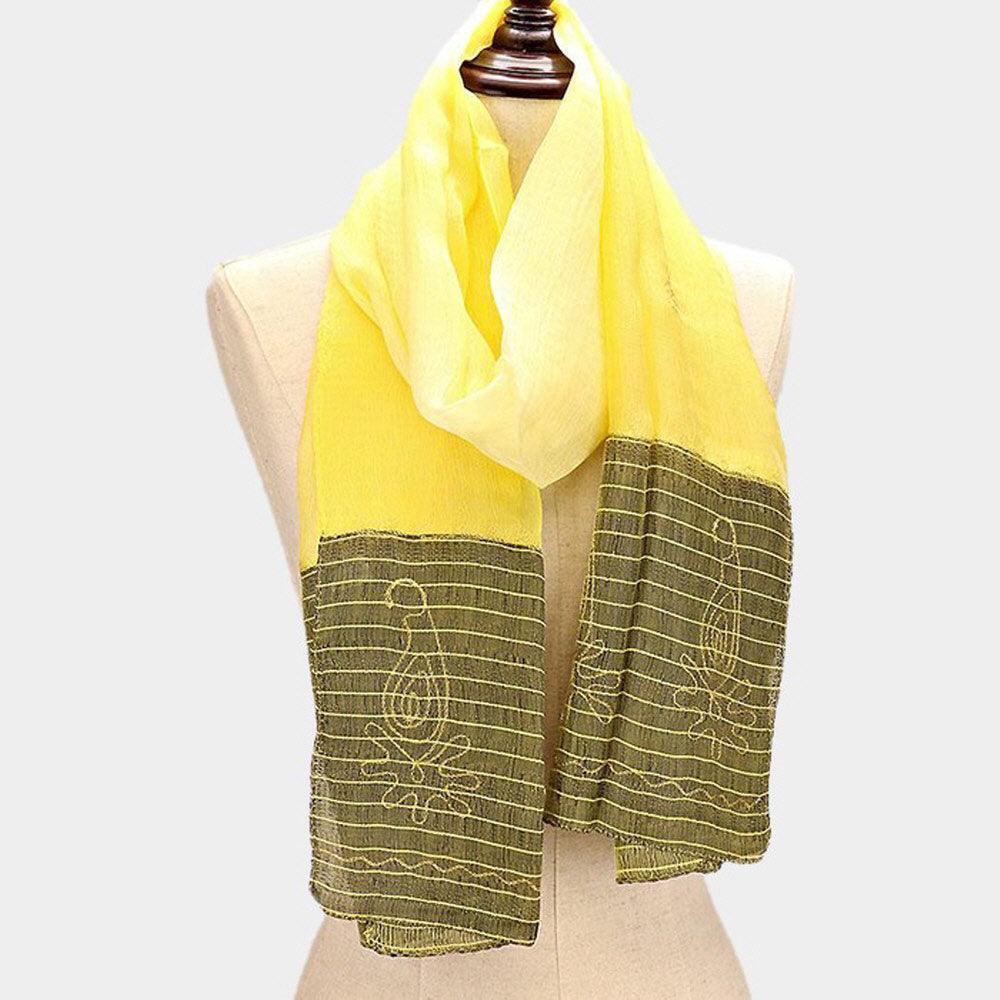 Yellow Embroidery Border Scarf - Jewelry Store by Erik Rayo