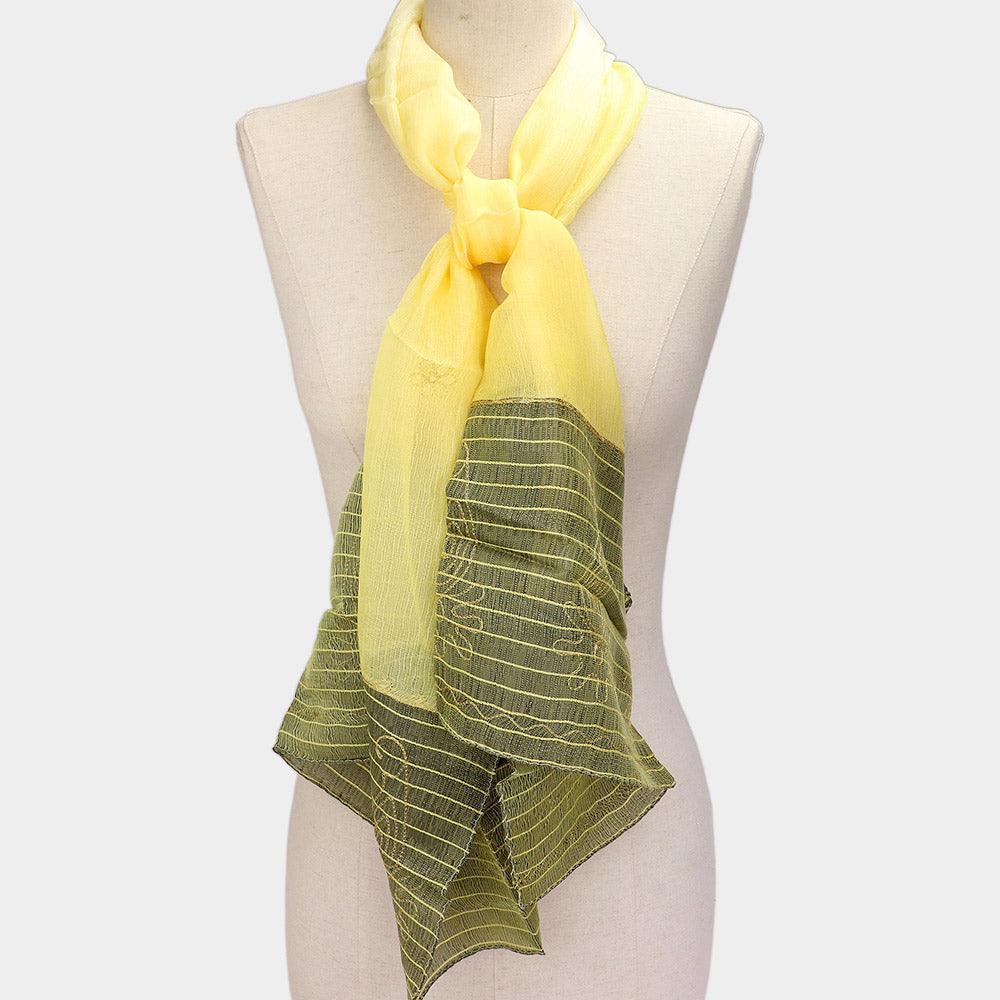 Yellow Embroidery Border Scarf - Jewelry Store by Erik Rayo