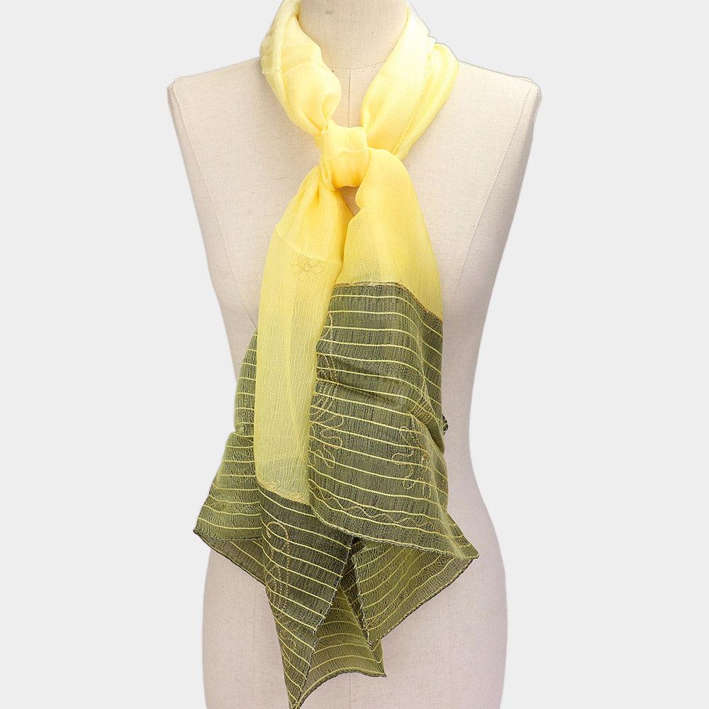 Yellow Embroidery Border Scarf