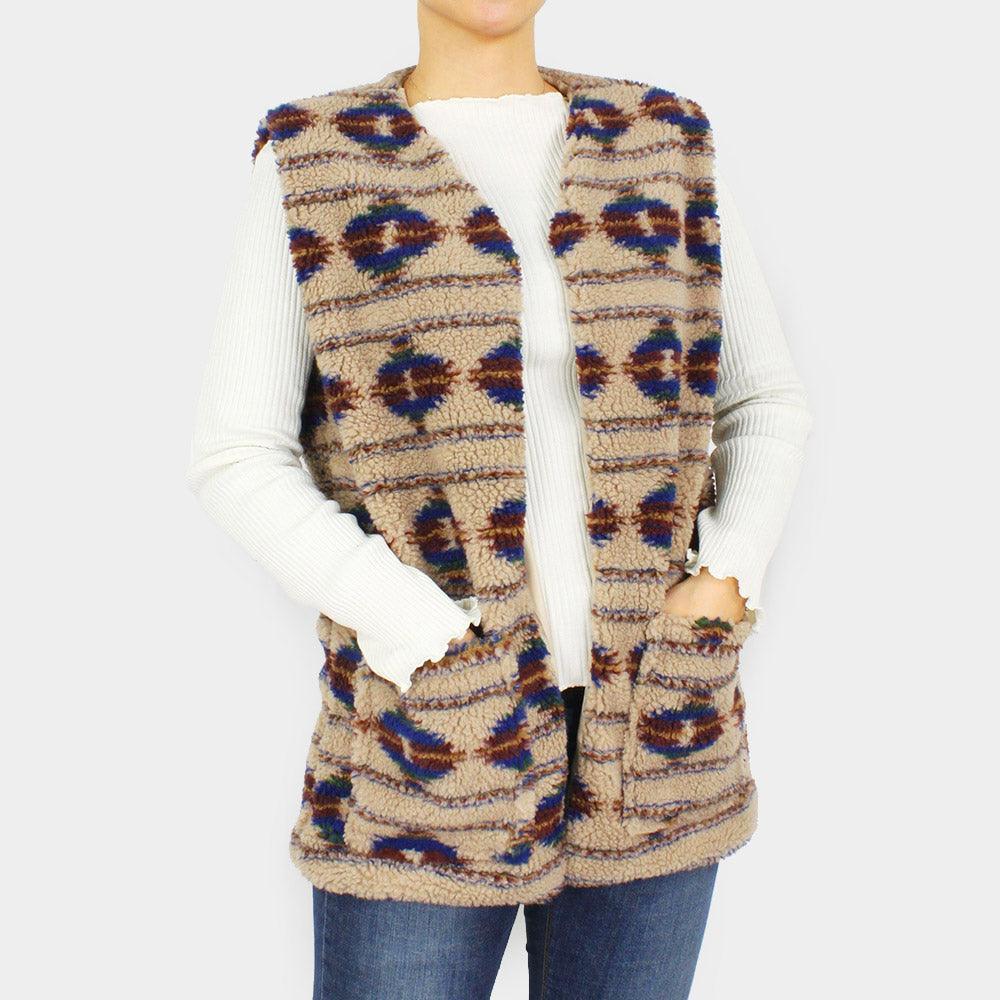 Beige Western Sherpa Pocket Vest - Jewelry Store by Erik Rayo