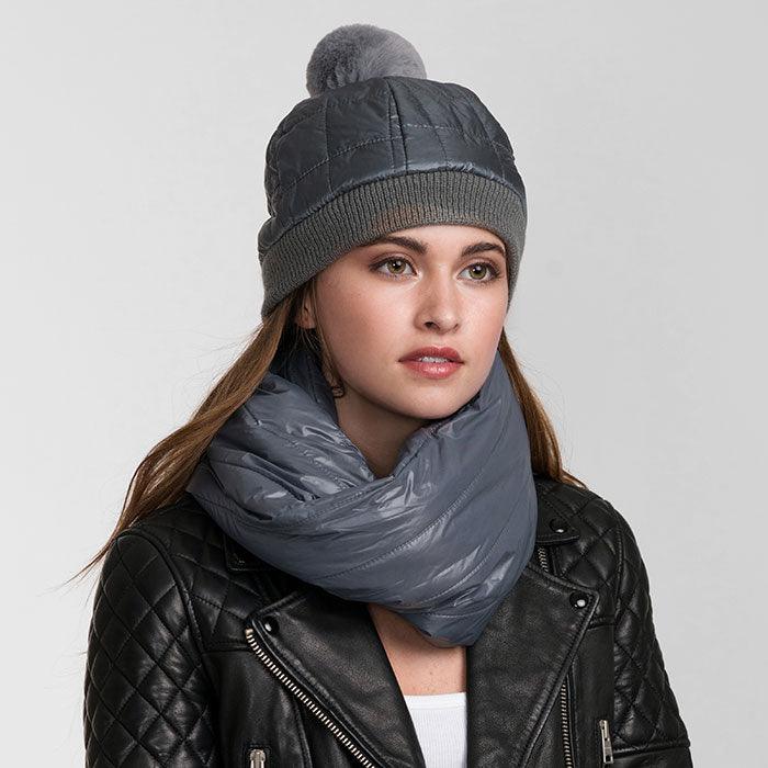 Gray Padded Snood Scarf