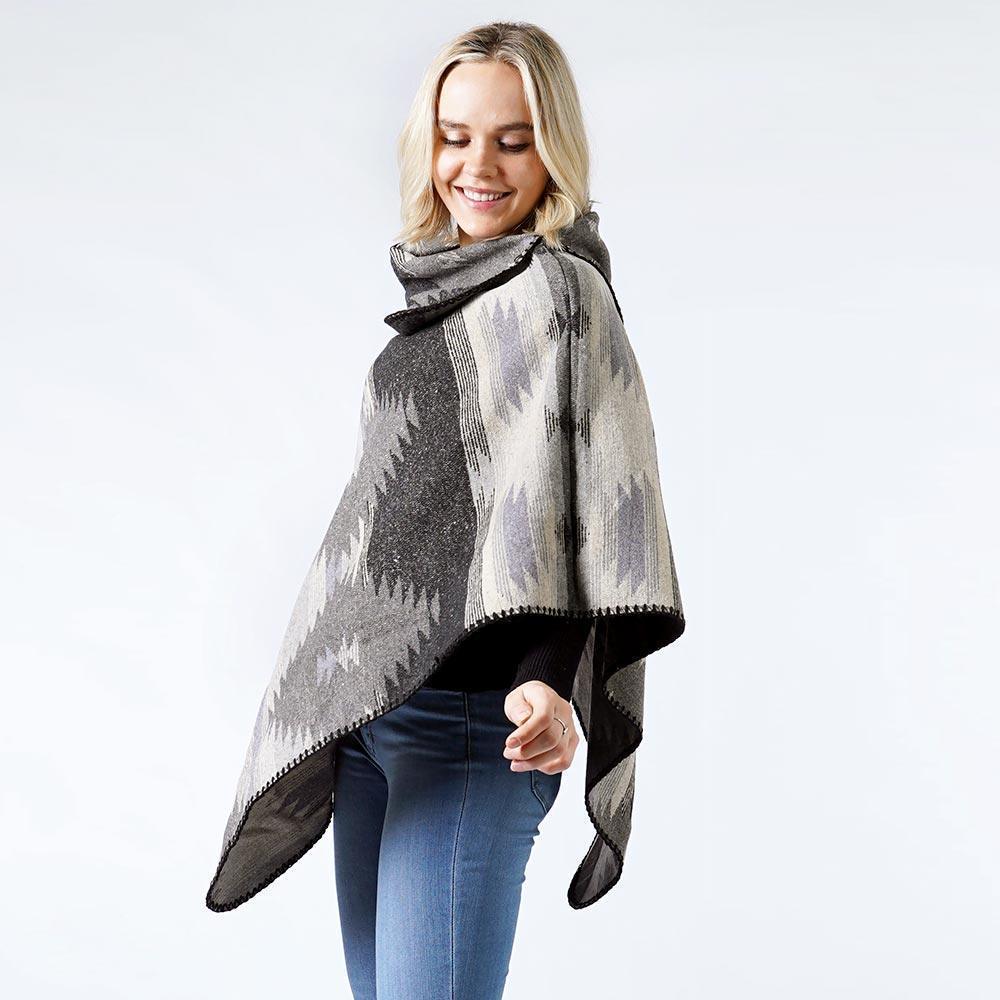 Black Western Pattern Poncho - Jewelry Store by Erik Rayo