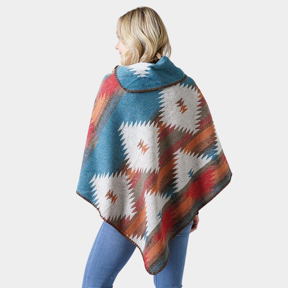 Teal Western Pattern Poncho - Jewelry Store by Erik Rayo