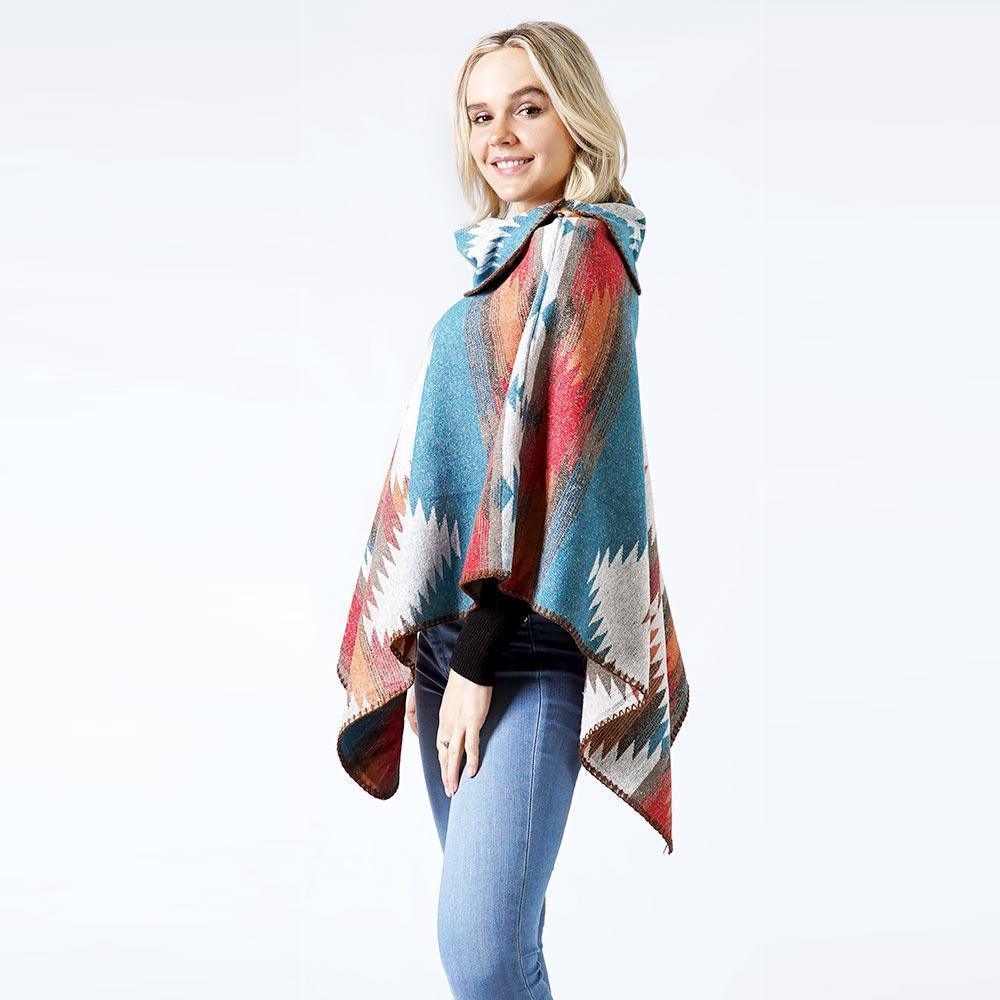Teal Western Pattern Poncho - Jewelry Store by Erik Rayo