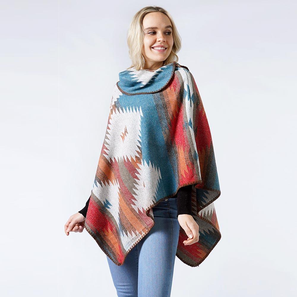 Teal Western Pattern Poncho - Jewelry Store by Erik Rayo