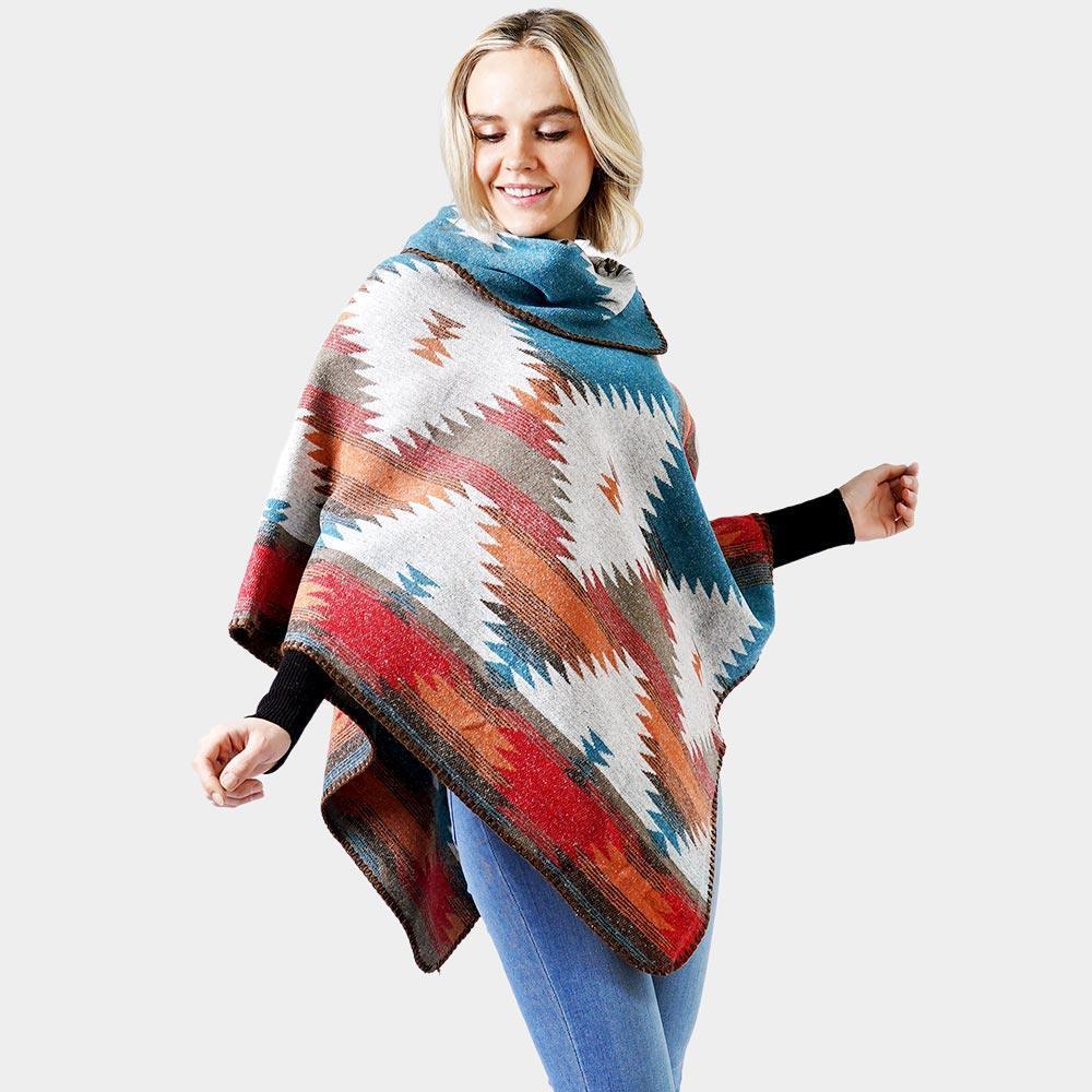 Teal Western Pattern Poncho - Jewelry Store by Erik Rayo