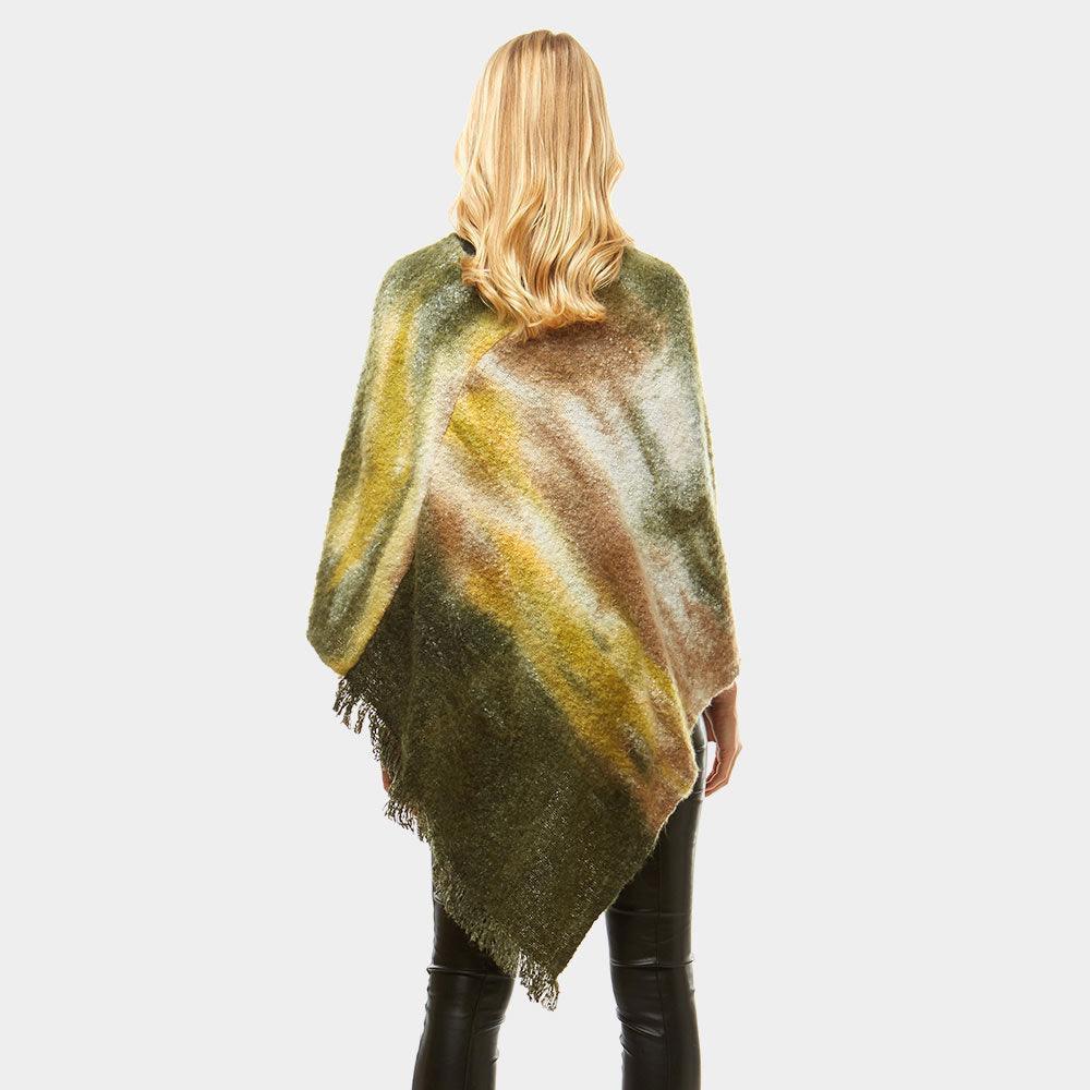 Olive Green Multi Watercolor Poncho - Jewelry Store by Erik Rayo