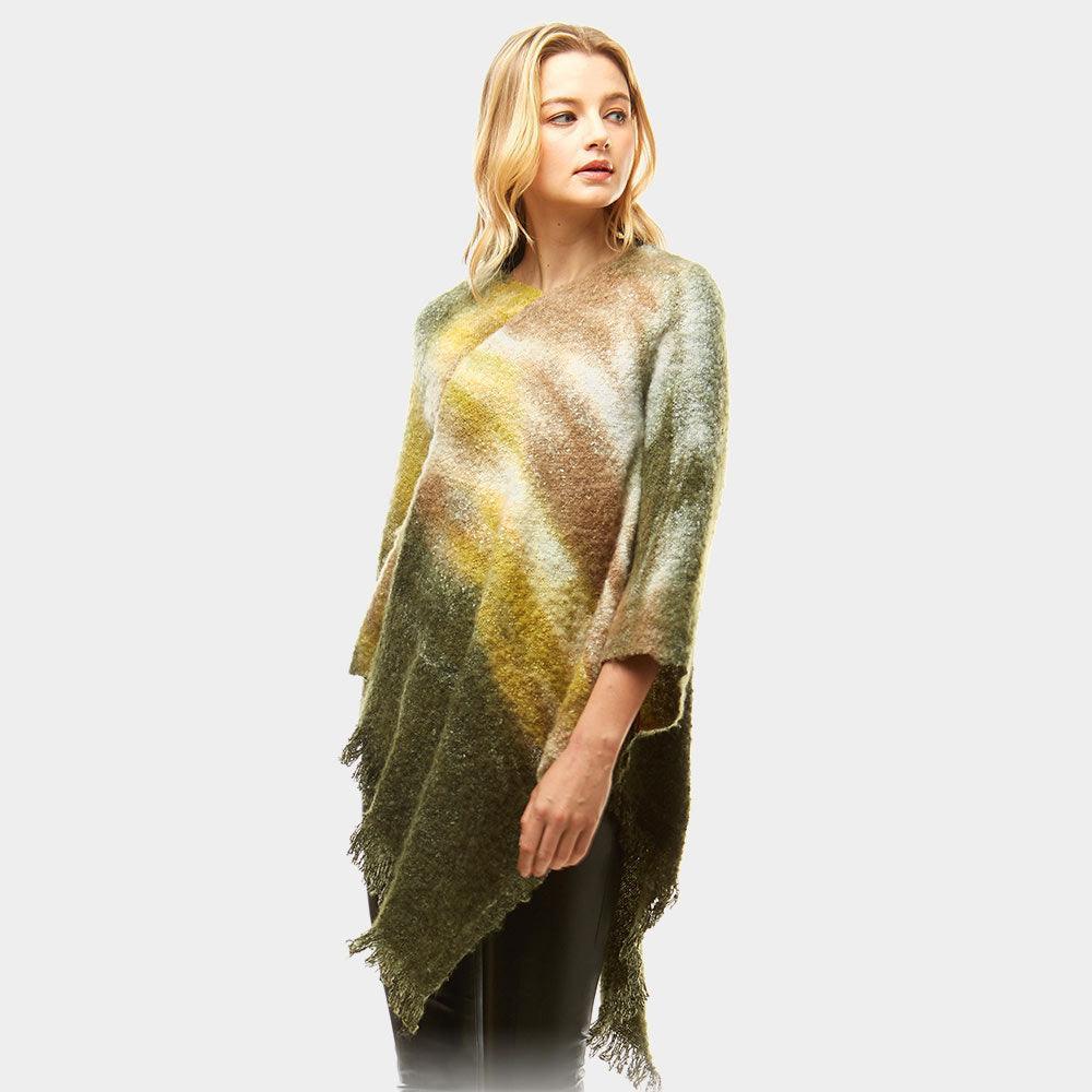 Olive Green Multi Watercolor Poncho - Jewelry Store by Erik Rayo