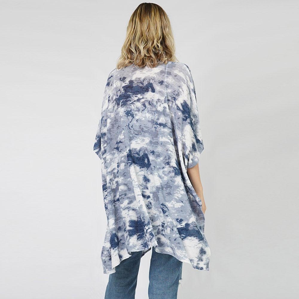 Blue Tie Dye Cover Up Kimono Poncho - Jewelry Store by Erik Rayo
