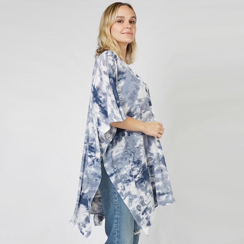 Blue Tie Dye Cover Up Kimono Poncho - Jewelry Store by Erik Rayo