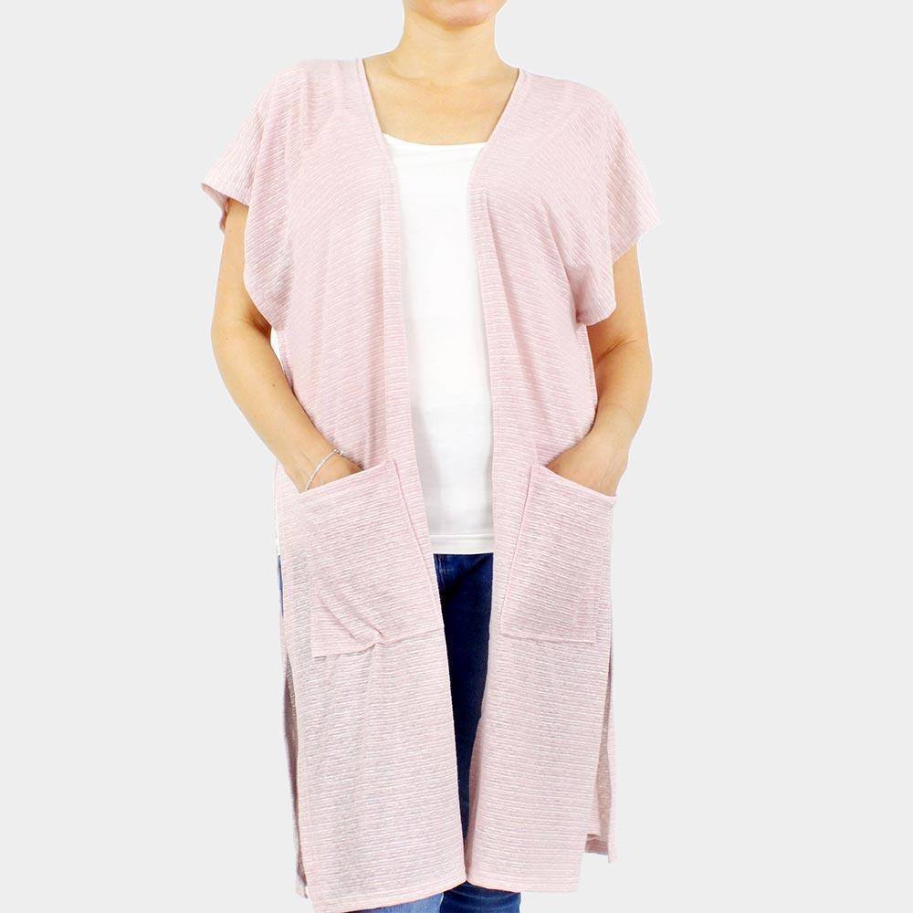 Pink Front Pockets Jersey Vest
