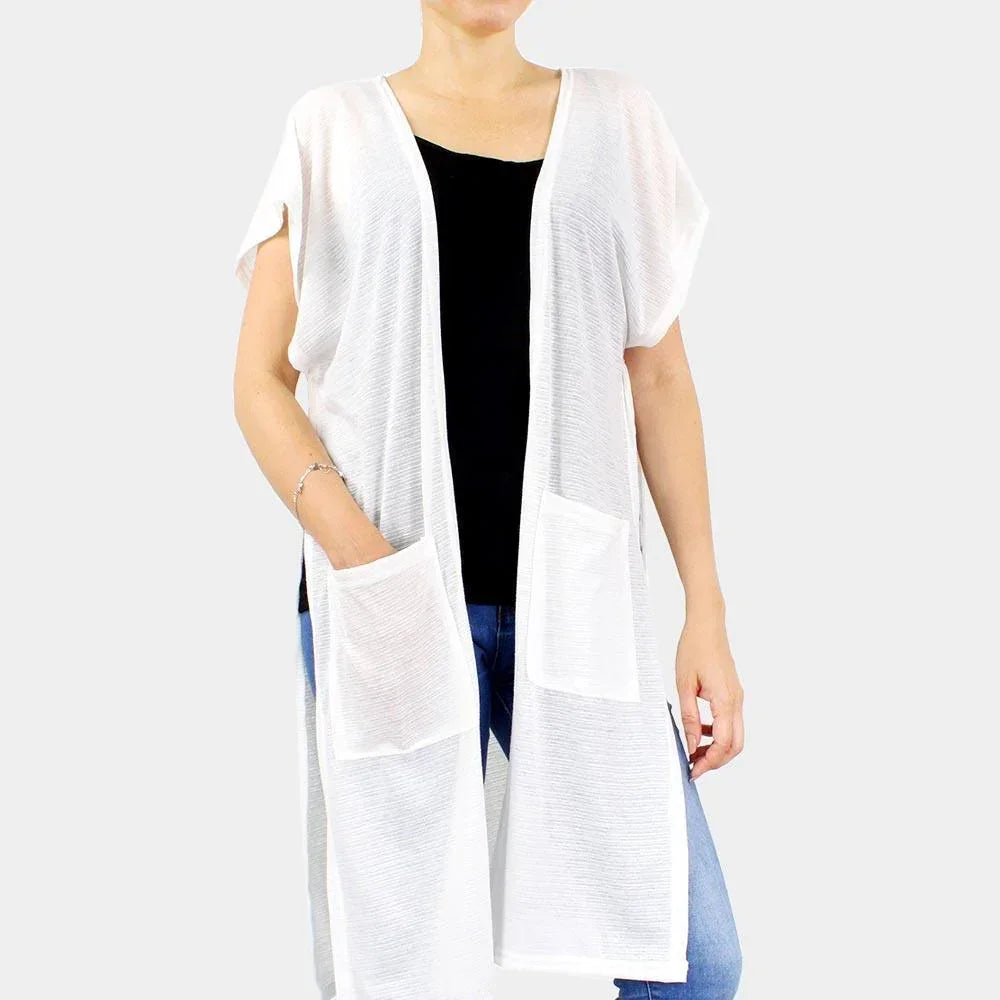 White Front Pockets Jersey Vest - Jewelry Store by Erik Rayo