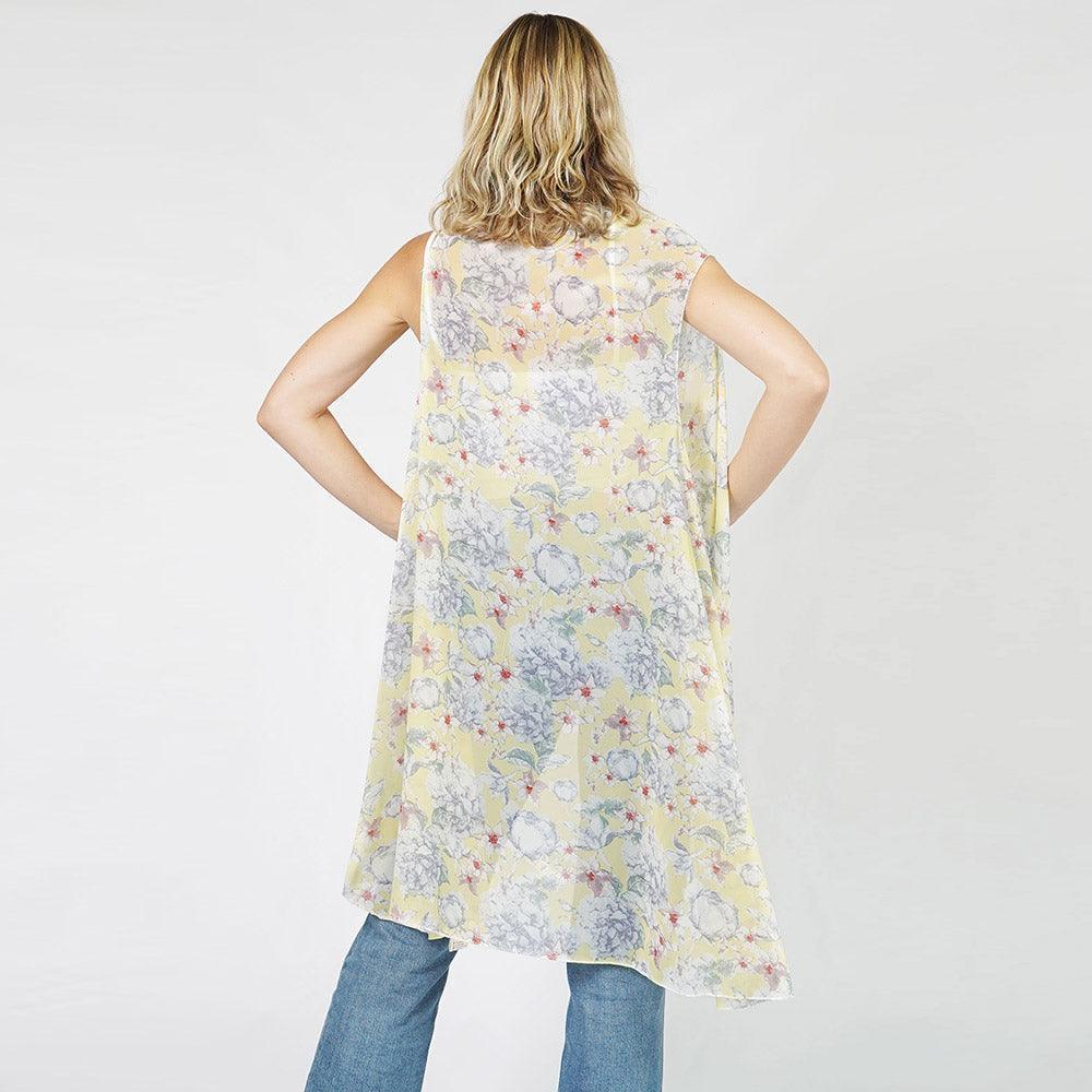 Yellow Flower Printed Round Vest - Jewelry Store by Erik Rayo