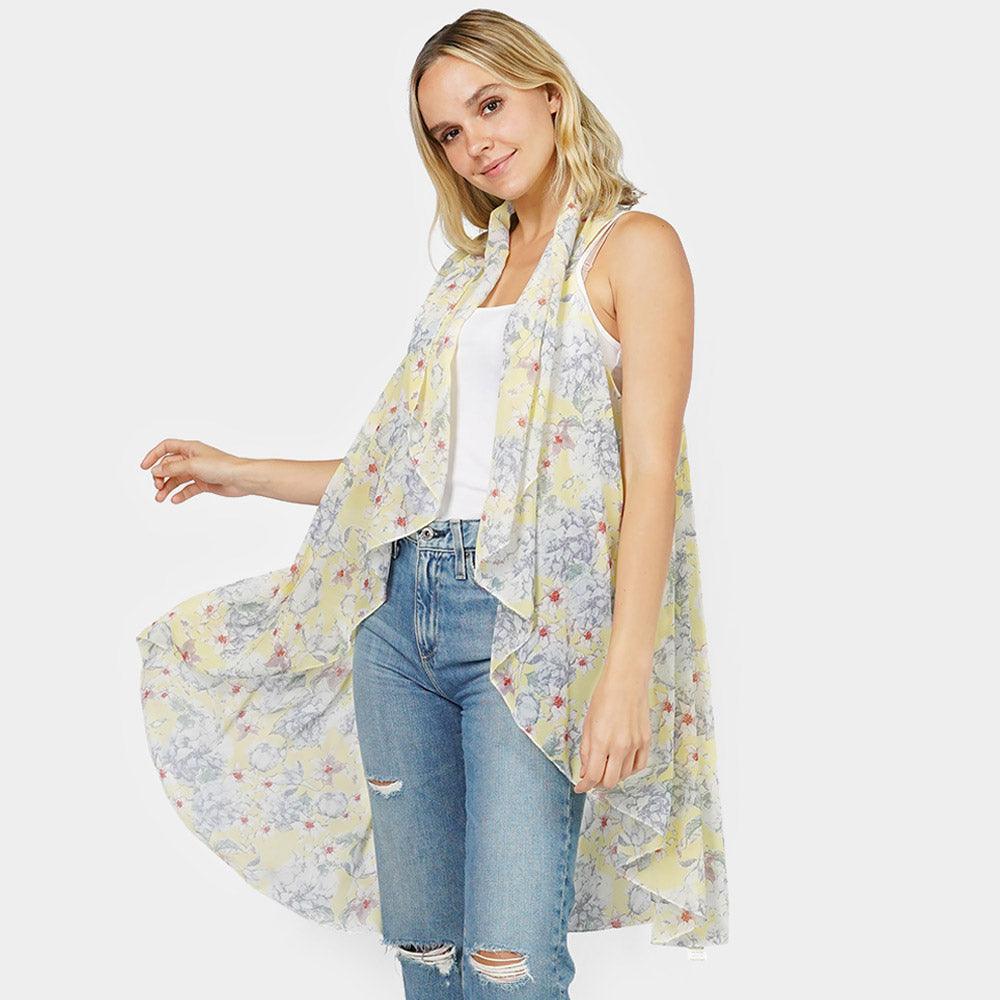 Yellow Flower Printed Round Vest - Jewelry Store by Erik Rayo