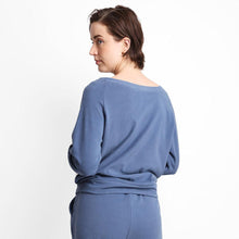 Load image into Gallery viewer, Blue Solid Boat Neck Loungewear Sweatshirts Top
