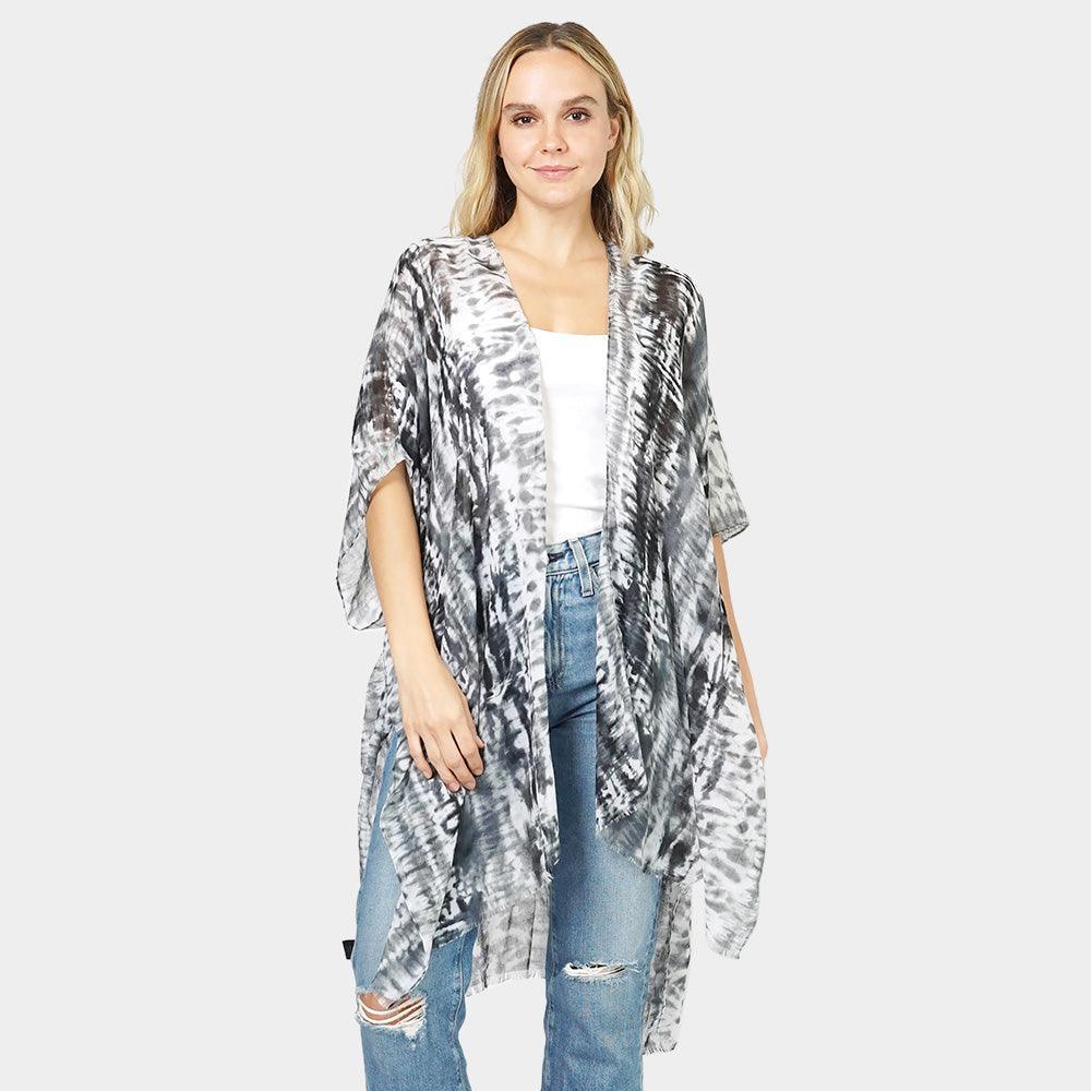 Black Tie Dye Cover Up Kimono Poncho - Jewelry Store by Erik Rayo