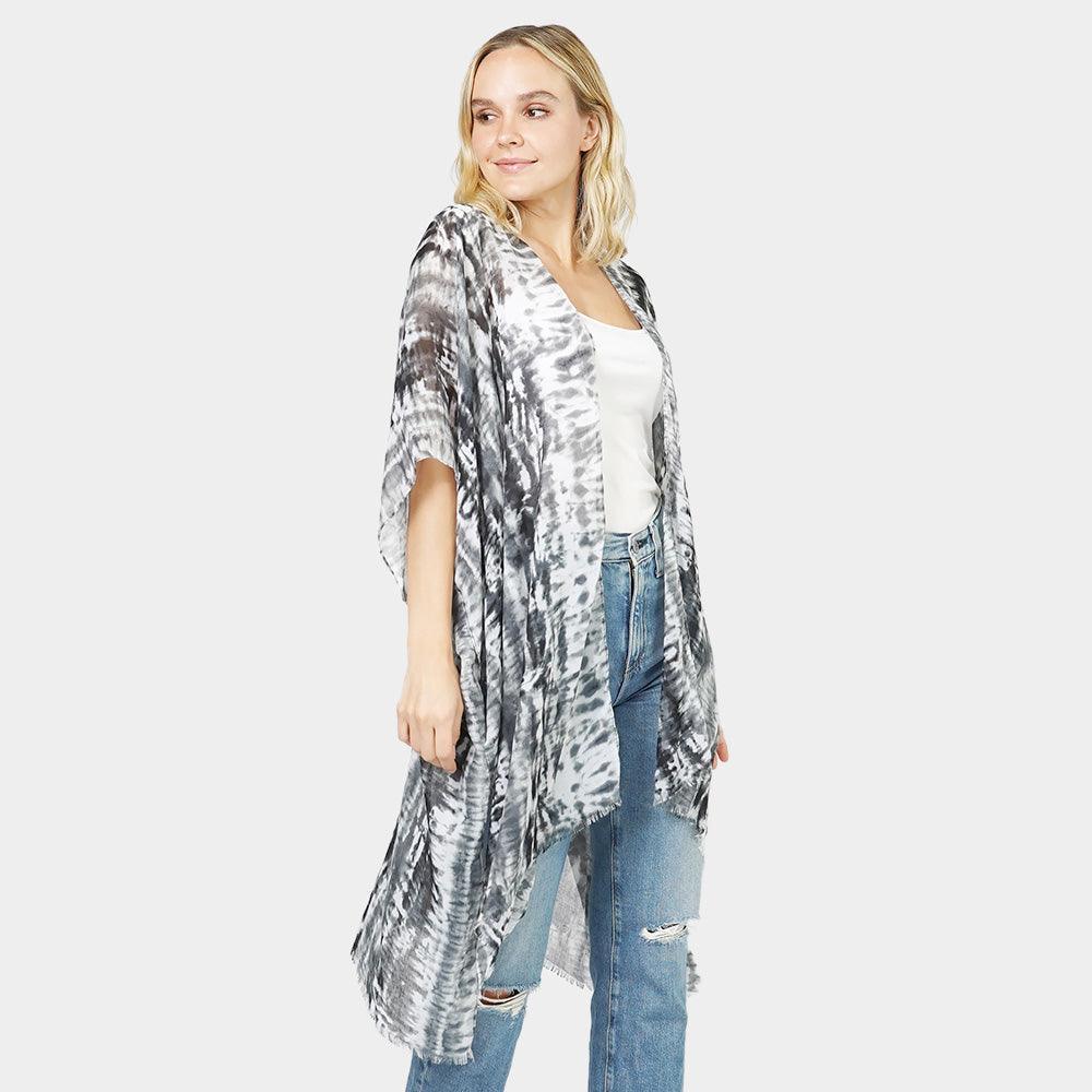 Black Tie Dye Cover Up Kimono Poncho - Jewelry Store by Erik Rayo