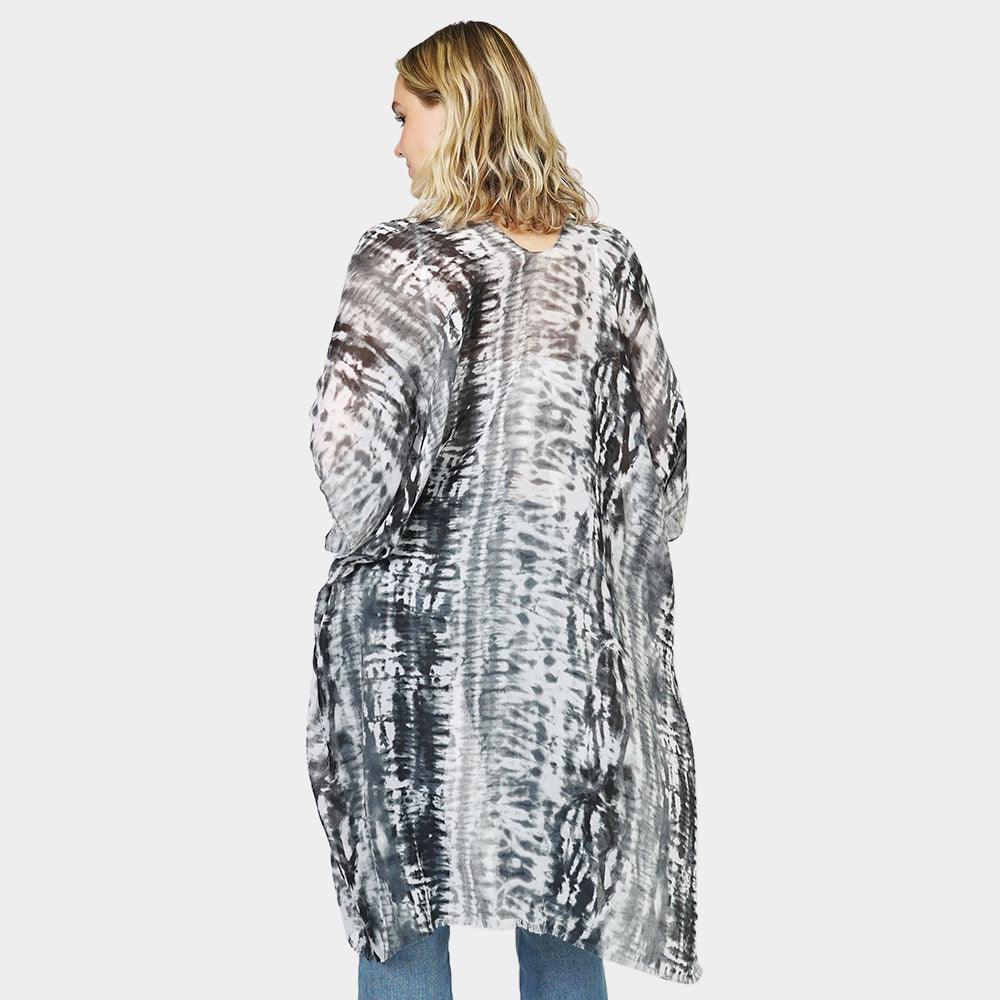 Black Tie Dye Cover Up Kimono Poncho - Jewelry Store by Erik Rayo
