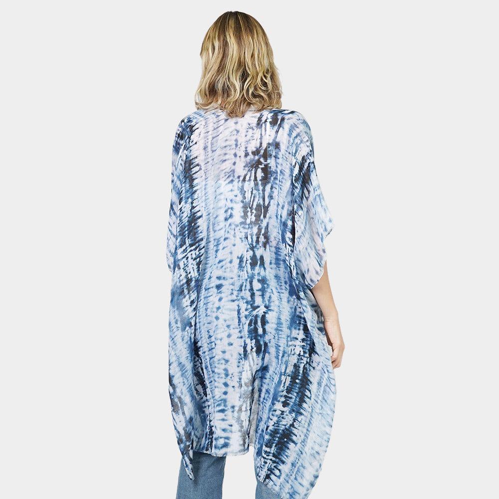 Blue Tie Dye Cover Up Kimono Poncho - Jewelry Store by Erik Rayo
