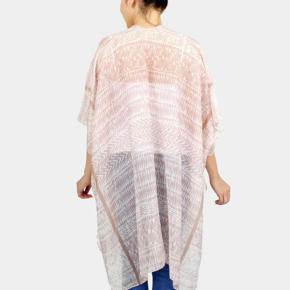 Pink Ethnic Printed Cover Up Kimono Poncho - Jewelry Store by Erik Rayo