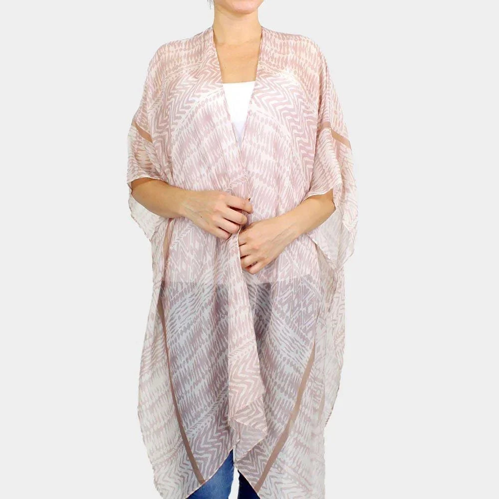 Pink Ethnic Printed Cover Up Kimono Poncho - Jewelry Store by Erik Rayo