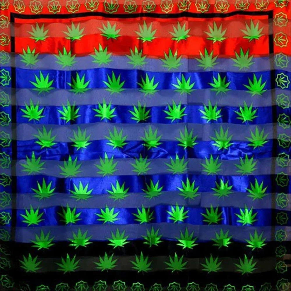 Red Silk Feel Striped Hemp Leaves Print Square Scarf - Jewelry Store by Erik Rayo