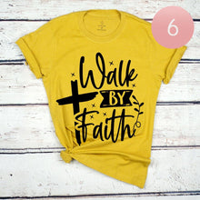 Load image into Gallery viewer, Mustard 6PCS - Assorted Size Walk BY Faith Cross Graphic T-shirts
