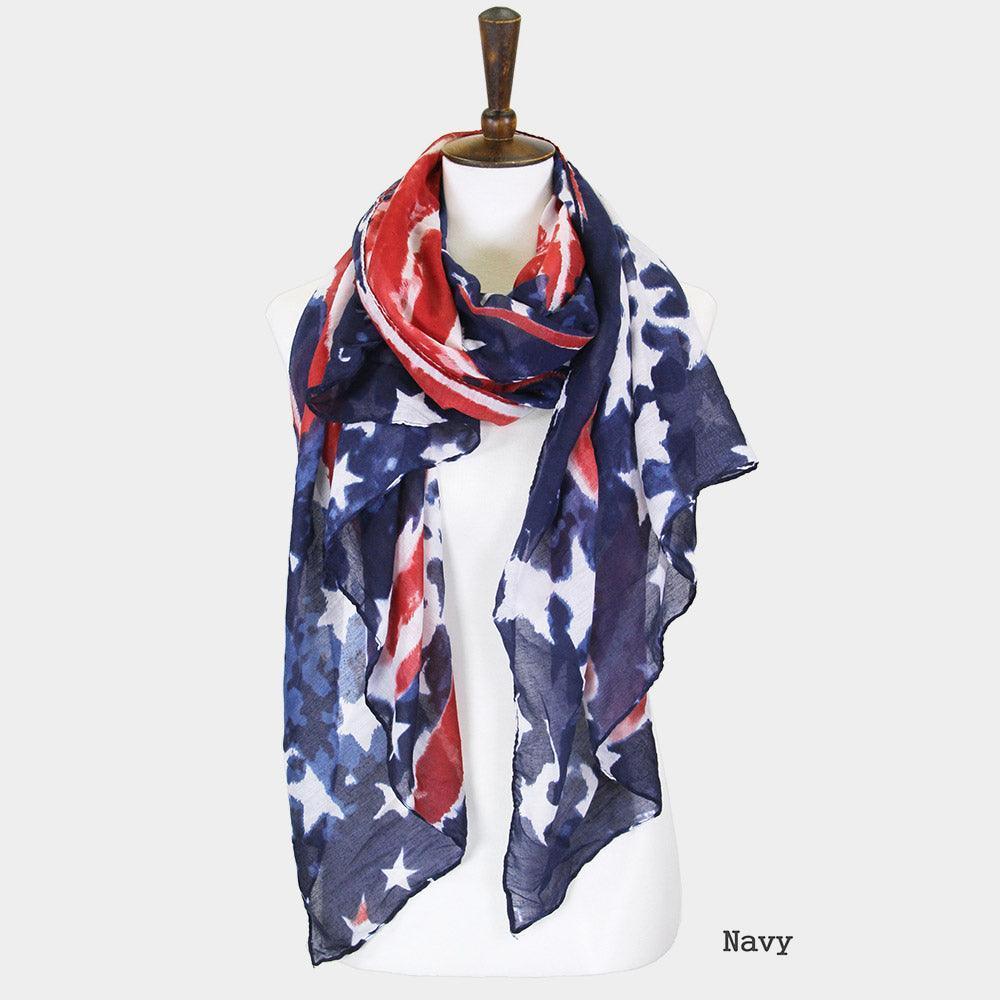 Navy USA Flag Oblong Scarf - Jewelry Store by Erik Rayo