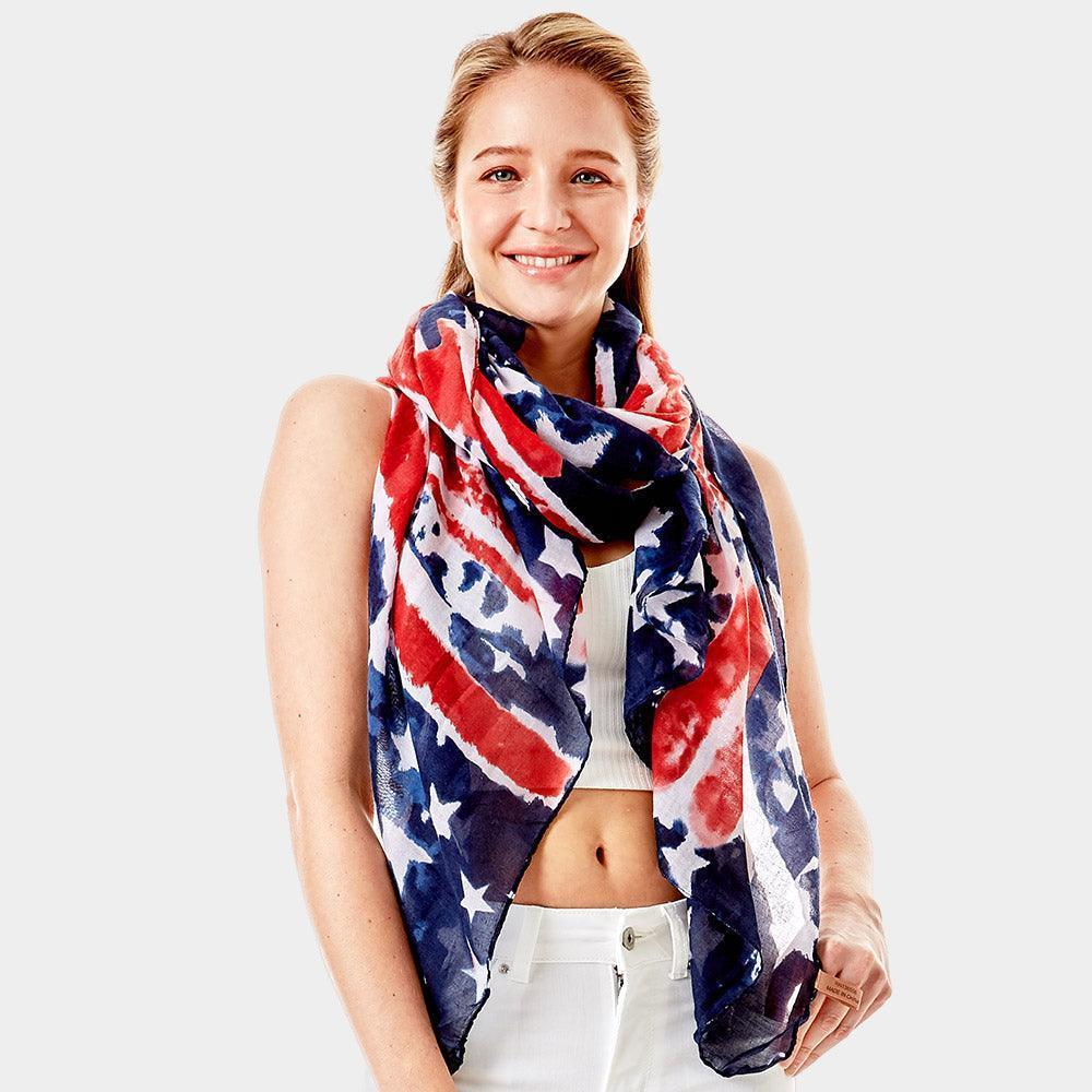 Navy USA Flag Oblong Scarf - Jewelry Store by Erik Rayo