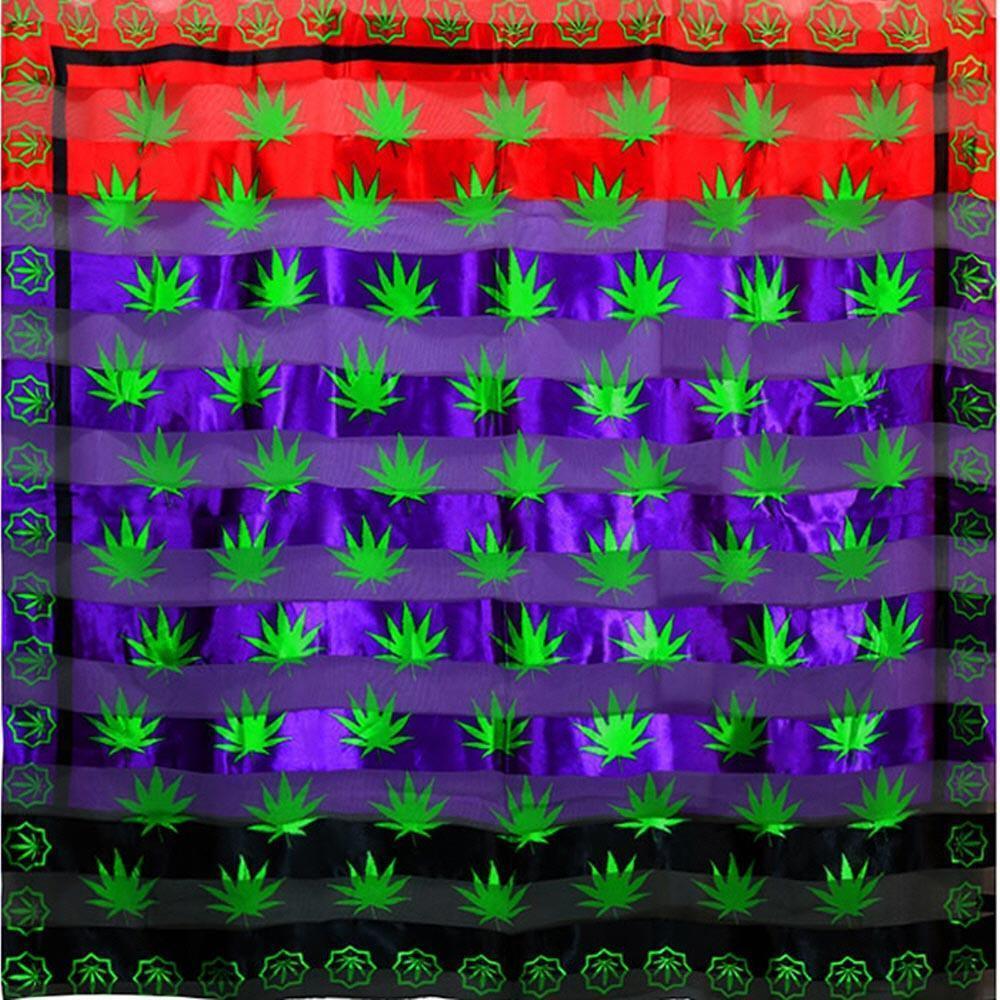 Red Silk Feel Striped Hemp Leaves Print Square Scarf - Jewelry Store by Erik Rayo