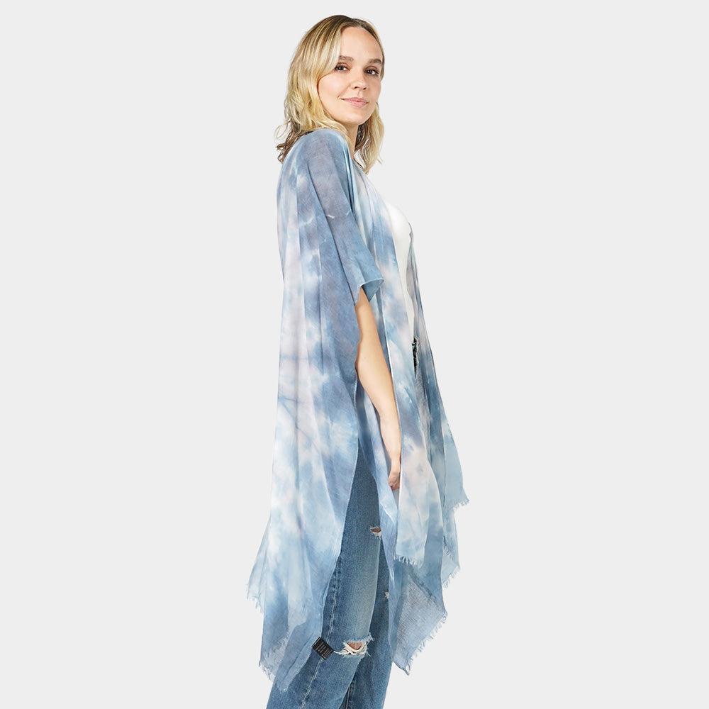 Navy Tie Dye Cover Up Kimono Poncho - Jewelry Store by Erik Rayo