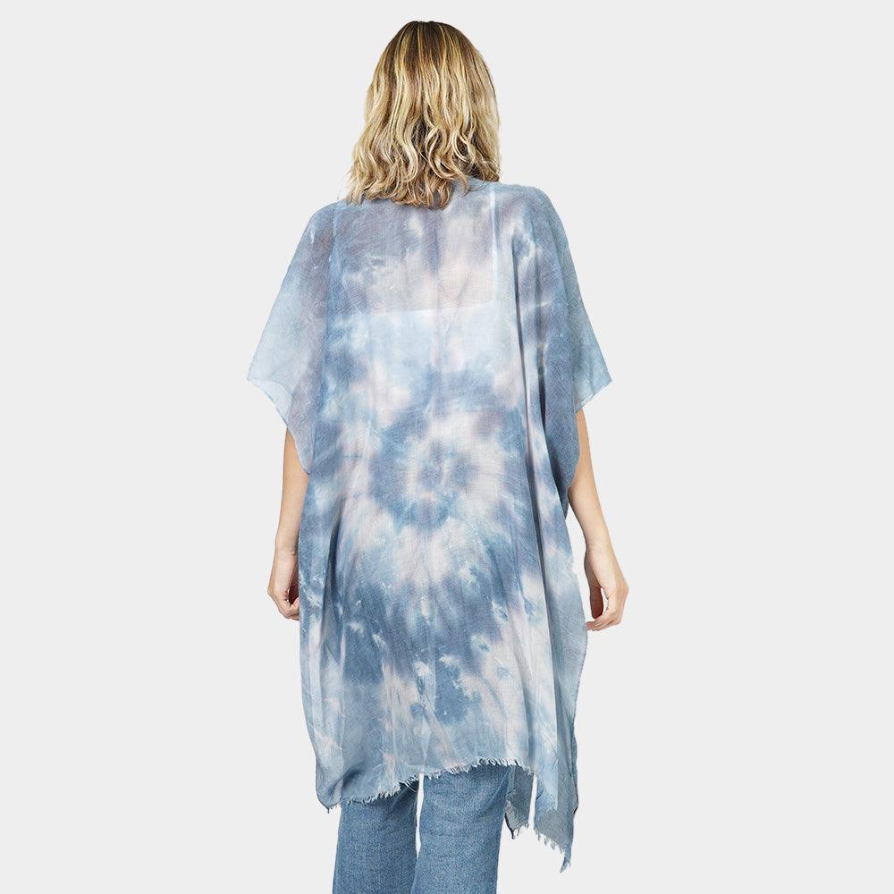 Navy Tie Dye Cover Up Kimono Poncho - Jewelry Store by Erik Rayo