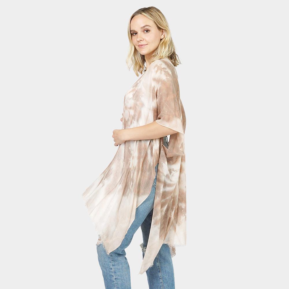 Brown Tie Dye Cover Up Kimono Poncho - Jewelry Store by Erik Rayo