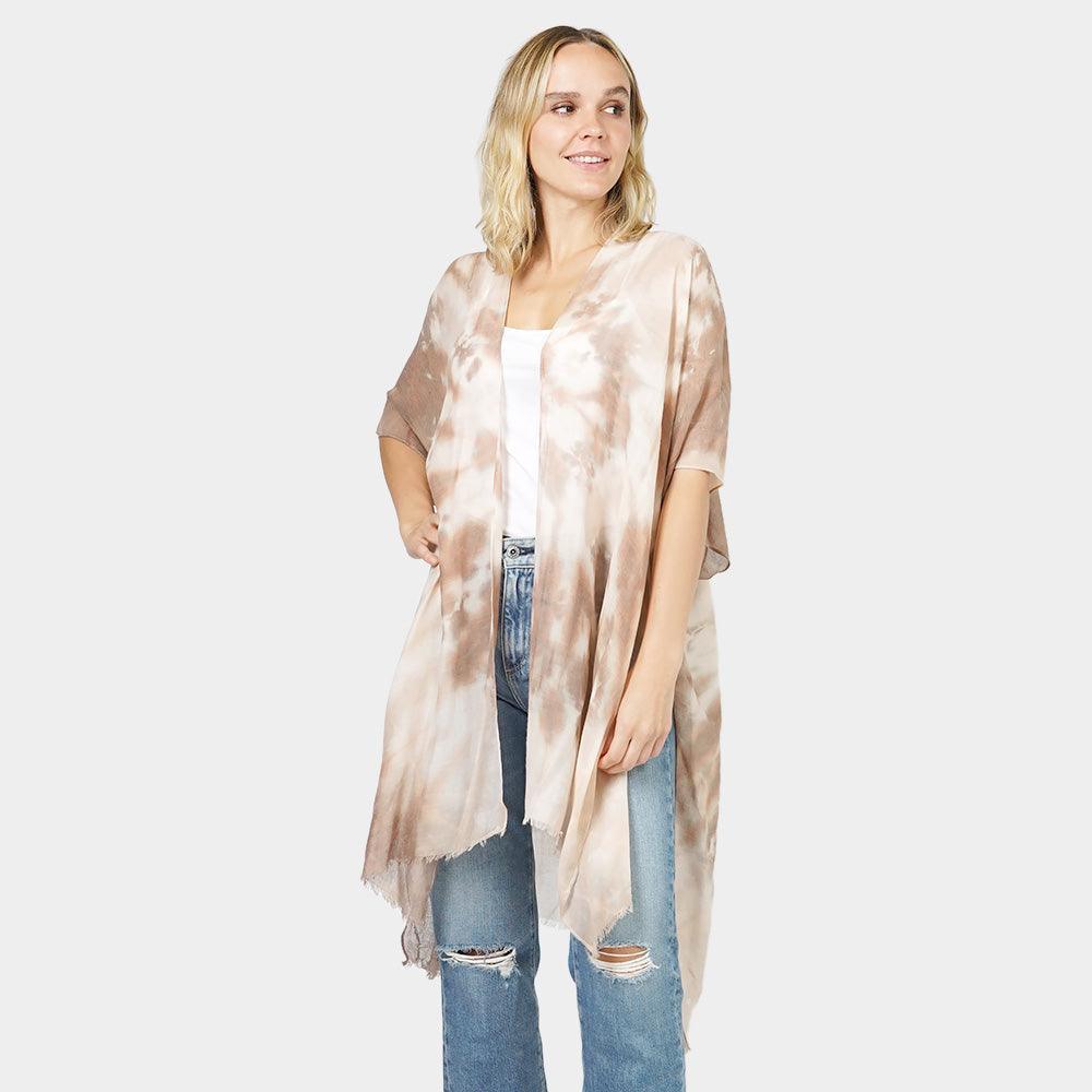 Brown Tie Dye Cover Up Kimono Poncho - Jewelry Store by Erik Rayo