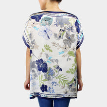 Load image into Gallery viewer, Navy Flower Printed Satin Poncho
