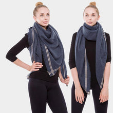 Load image into Gallery viewer, Navy Solid Lined Square Blanket Scarf
