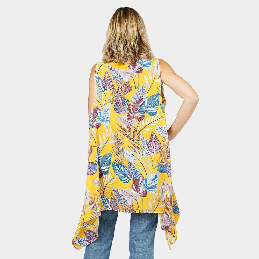 Mustard Tropical Leaf Printed Vest - Jewelry Store by Erik Rayo