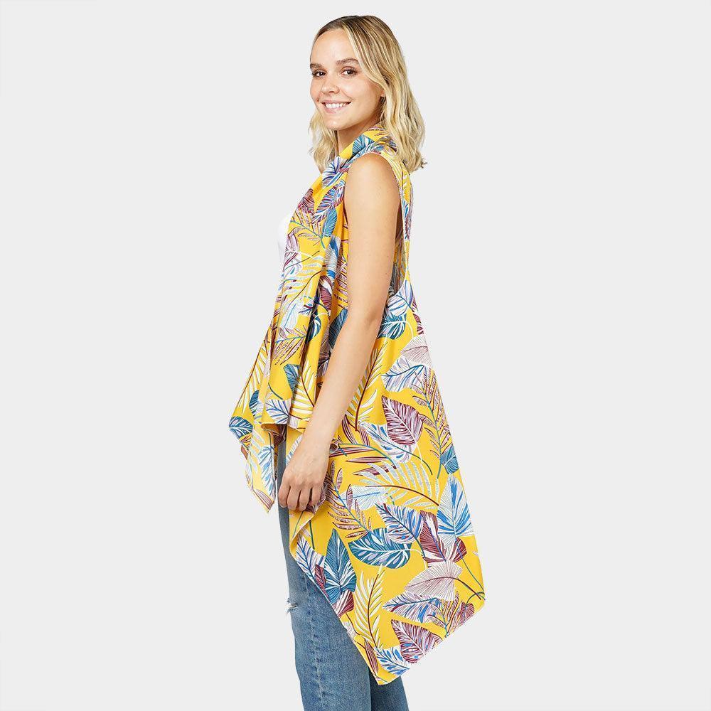 Mustard Tropical Leaf Printed Vest - Jewelry Store by Erik Rayo