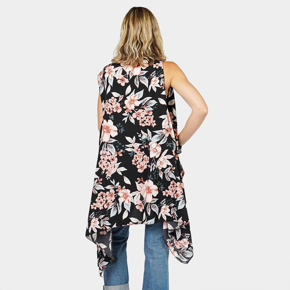 Black Flower Printed Vest - Jewelry Store by Erik Rayo