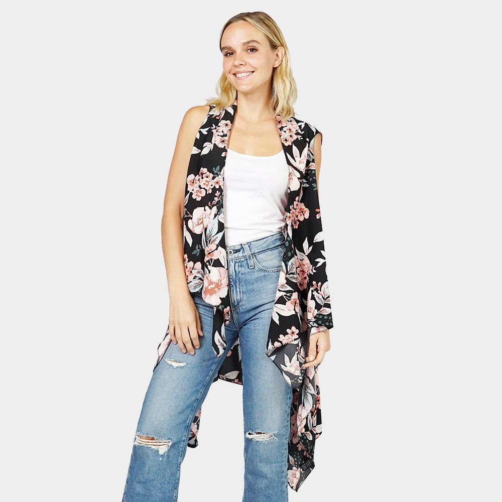 Black Flower Printed Vest - Jewelry Store by Erik Rayo